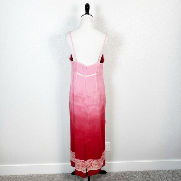 90s Y2K Vintage American Eagle HOCO Chiffon Pink Red Ombre Maxi Slip Dress 10 - Picture 5 of 15